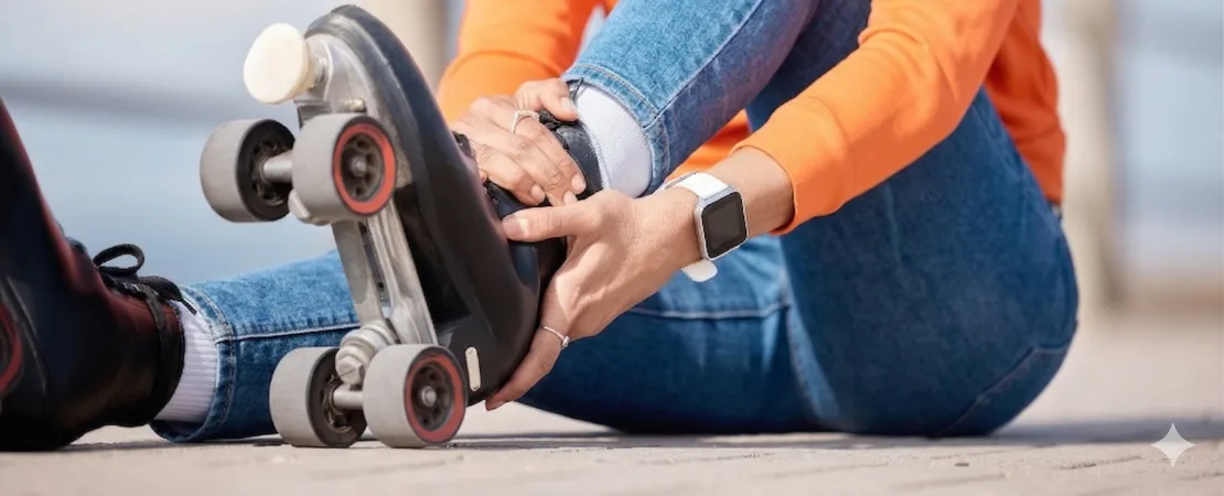 Registered physiotherapist at Physiocare Ottawa assessing a figure skater's landing mechanics during an off-ice rehabilitation session